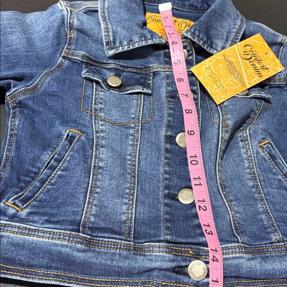 Comfort Denim Jean jacket,hip pockets, silver buttons, faux chest pockets - Picture 7 of 7